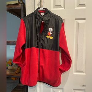 Disney Vintage full zip Black Red mickey varsity long sleeve Fleece Jacket large